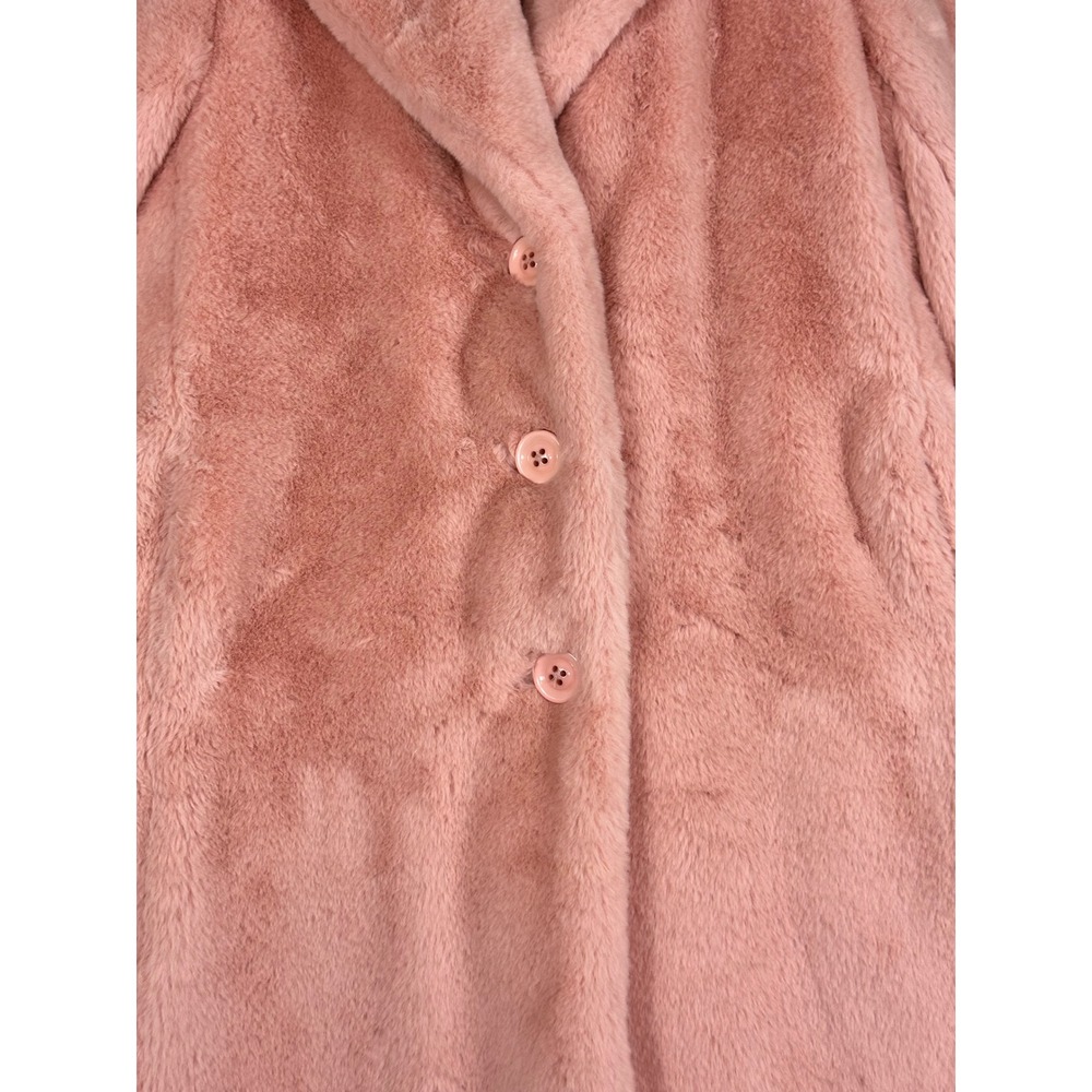 Alice + Olivia Faux Fur Coat Women's Notch Lapel Button Front Pink Size XS - Picture 2 of 7